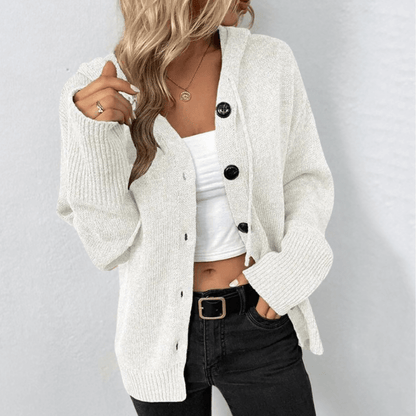 Damen Strickjacke mit Knopfleiste aus grobem Strick