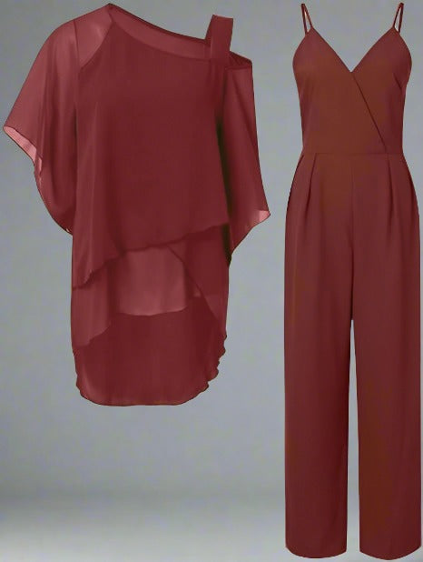 Zweiteiliges Damen-Set mit Überwurf-Top und Hose