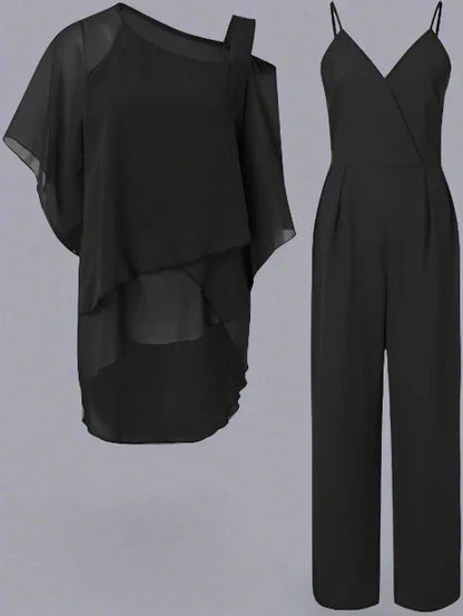 Zweiteiliges Damen-Set mit Überwurf-Top und Hose