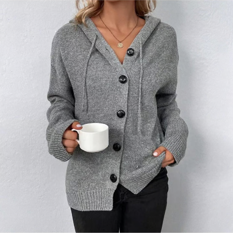 Damen Strickjacke mit Knopfleiste aus grobem Strick