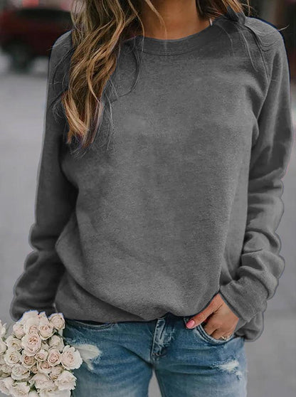 Women's sweatshirt with round neckline and long sleeves