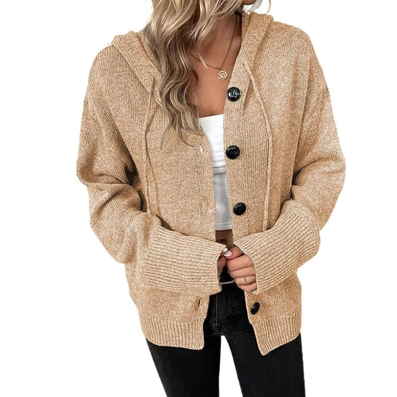 Damen Strickjacke mit Knopfleiste aus grobem Strick