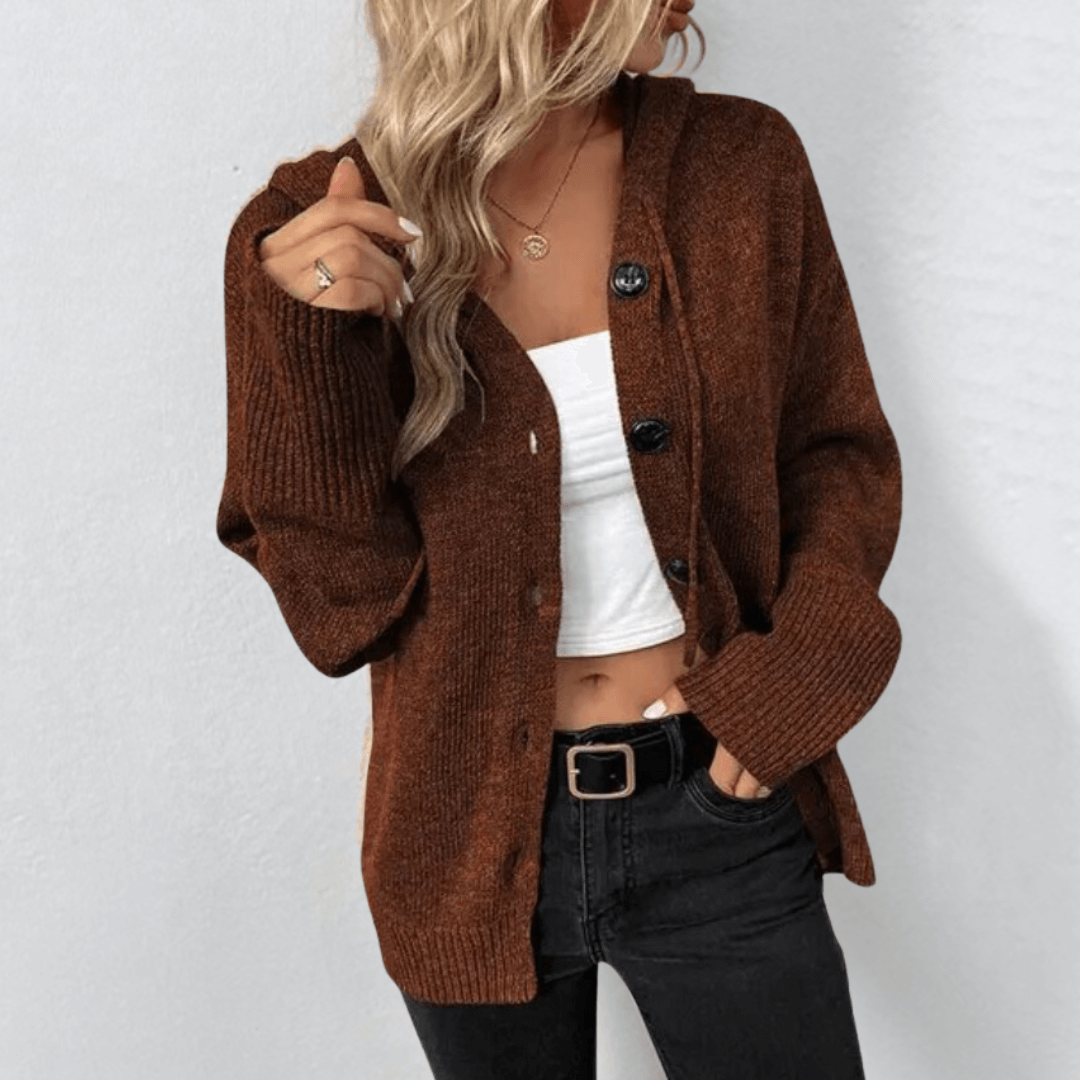 Damen Strickjacke mit Knopfleiste aus grobem Strick