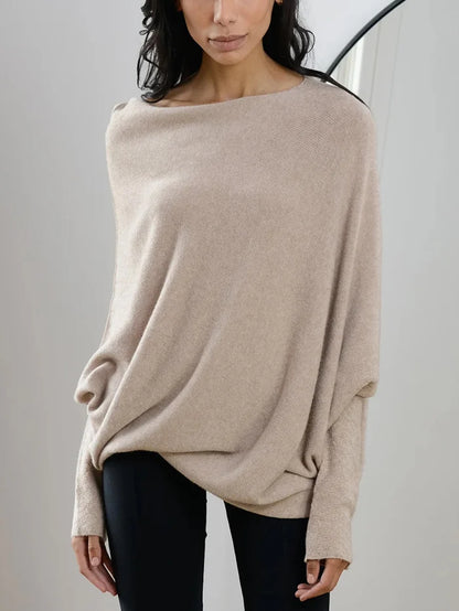 Damen-Pullover mit asymmetrischem Kragen und lockerem Schnitt