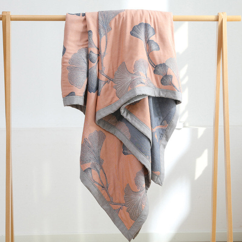 Ginkgo Blatt Baumwoll-Gauze Wendedecke – Leicht & Vielseitig