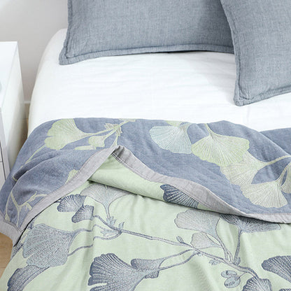 Ginkgo Blatt Baumwoll-Gauze Wendedecke – Leicht & Vielseitig