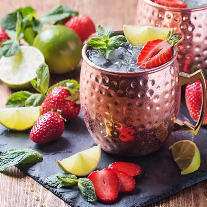 Aurvella Kupferbecher mit Hammerschlag-Optik – 350ml Cocktailbecher