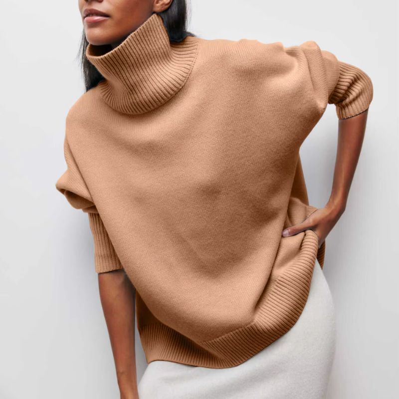 Strickpullover mit hohem Kragen und lockerer Passform