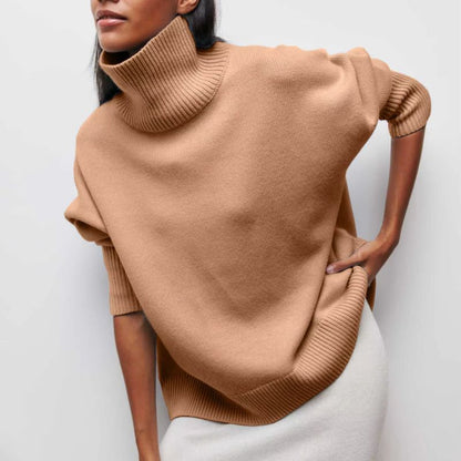 Strickpullover mit hohem Kragen und lockerer Passform