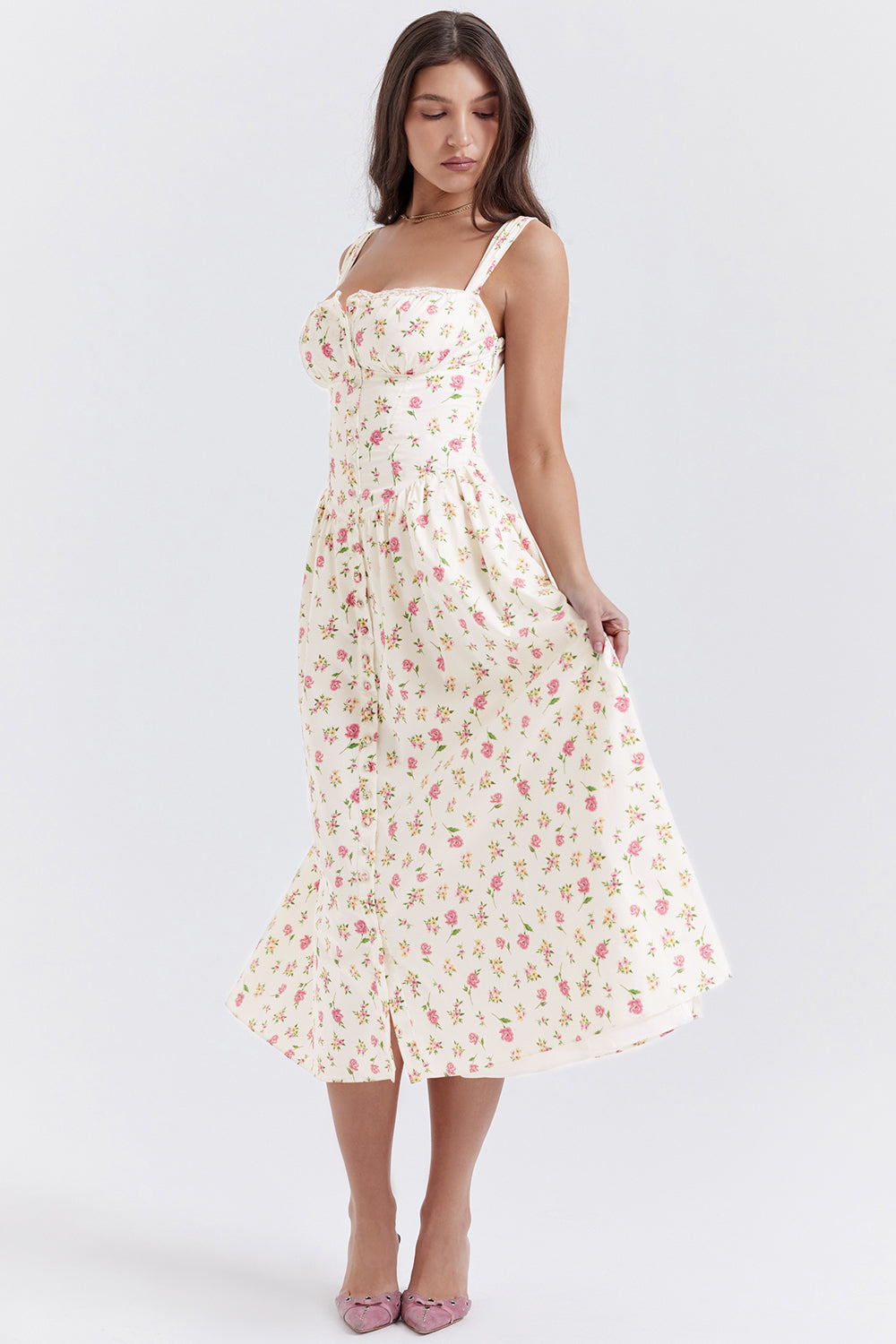 Damen-Sommer-Maxikleid mit Blumenmuster und leichtem Schnitt