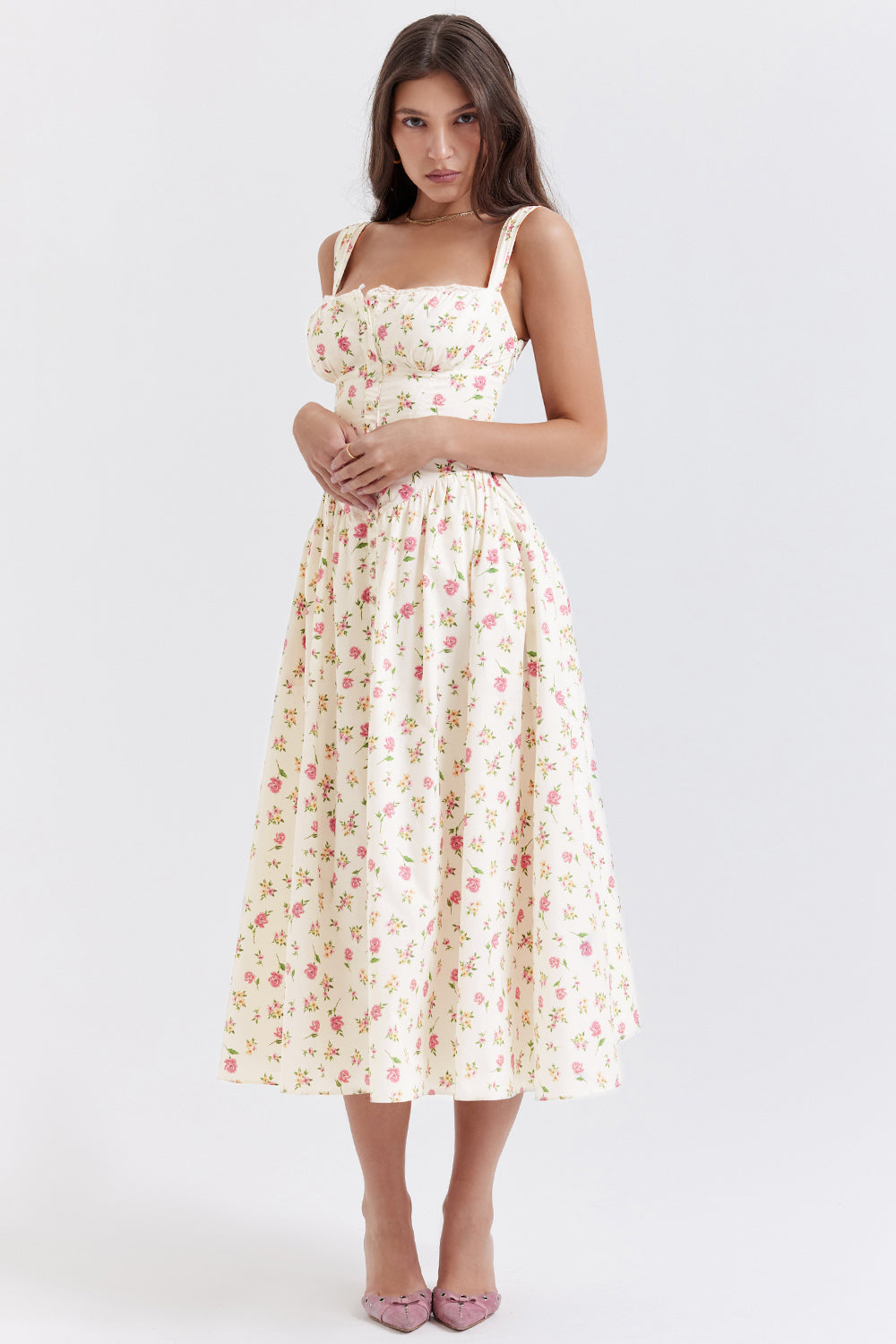 Damen-Sommer-Maxikleid mit Blumenmuster und leichtem Schnitt
