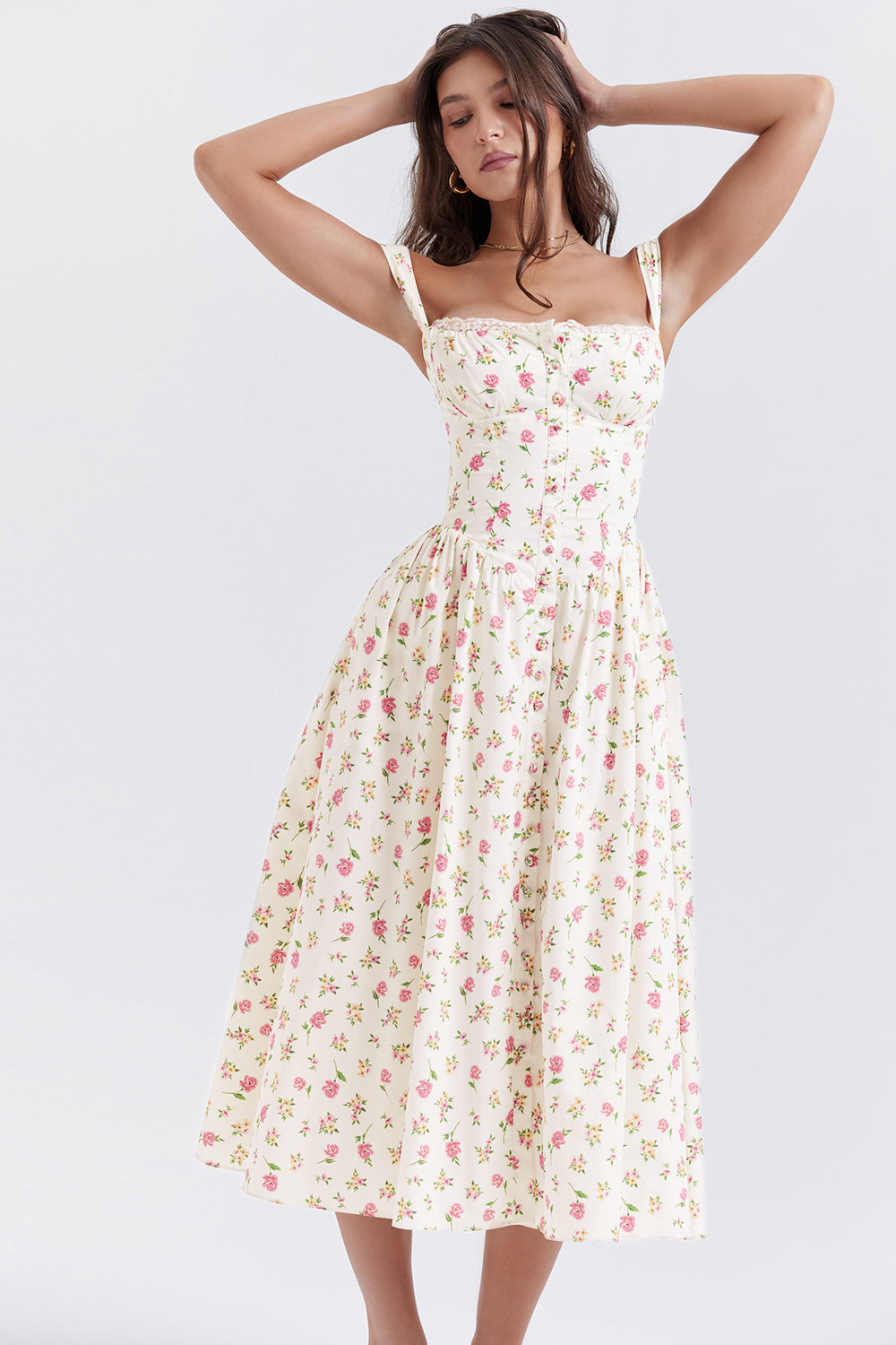 Damen-Sommer-Maxikleid mit Blumenmuster und leichtem Schnitt