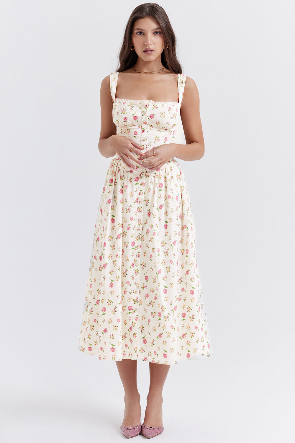 Damen-Sommer-Maxikleid mit Blumenmuster und leichtem Schnitt