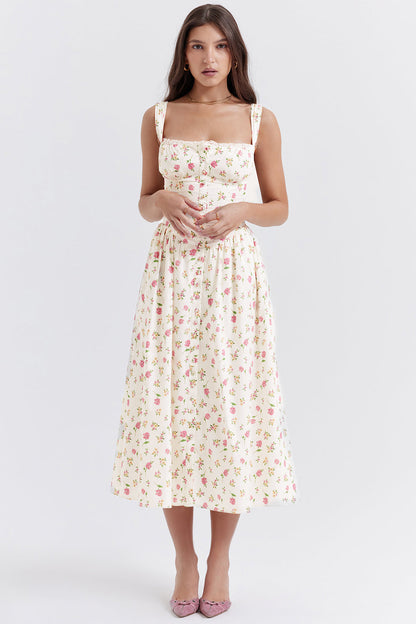 Damen-Sommer-Maxikleid mit Blumenmuster und leichtem Schnitt