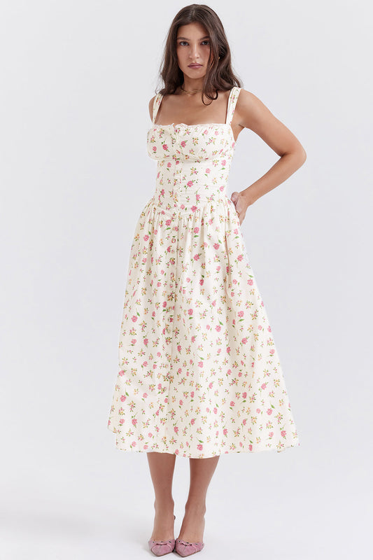 Damen-Sommer-Maxikleid mit Blumenmuster und leichtem Schnitt