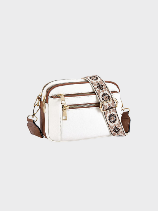 Damen-Schultertasche aus Leder mit Hauptfach und verstellbarem Riemen
