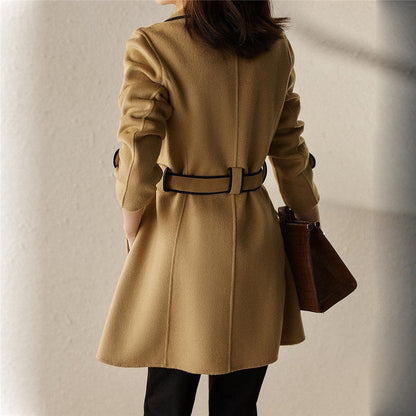 Damen Trenchcoat aus Kunstwollmischung mit mittlerer Länge
