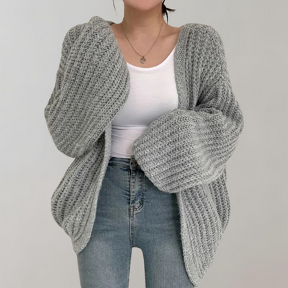 Damen-Strickjacke mit langen Ärmeln aus Baumwoll-Acryl-Mischung