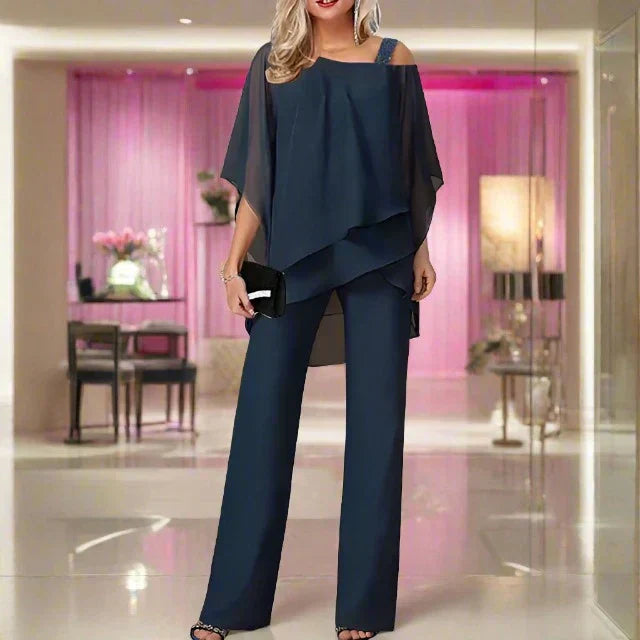 Zweiteiliges Damen-Set mit Überwurf-Top und Hose