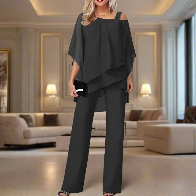 Zweiteiliges Damen-Set mit Überwurf-Top und Hose