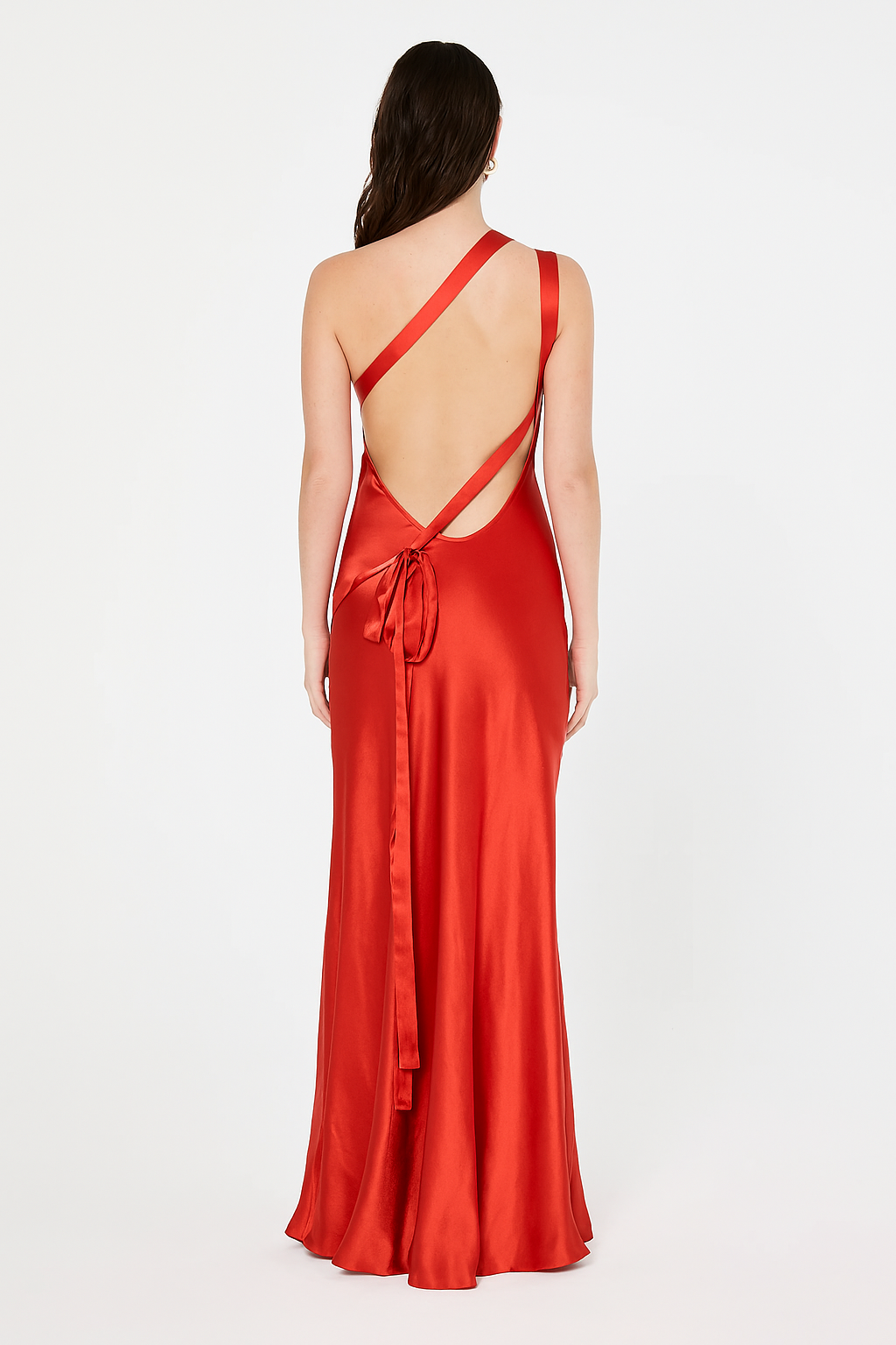 Damen-Abendkleid Abigail aus Satin mit offenem Rücken und diagonalen Trägern