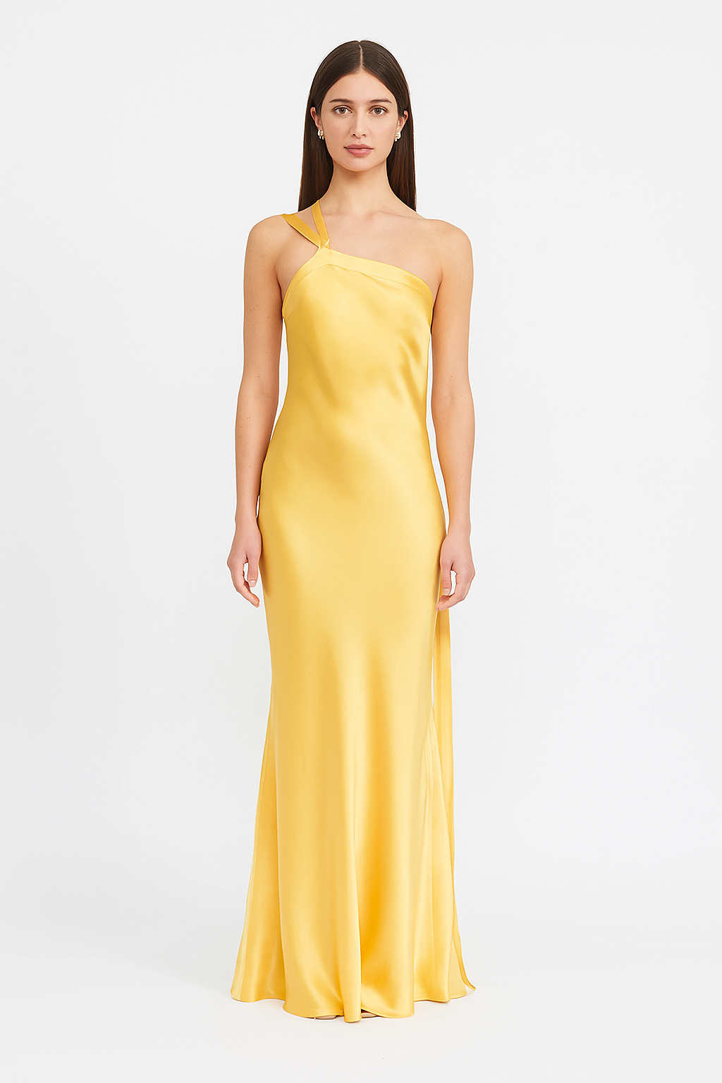 Damen-Abendkleid Abigail aus Satin mit offenem Rücken und diagonalen Trägern