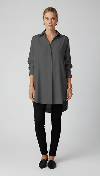 Damenbluse aus Baumwolle in Oversize mit klassischem Kragen