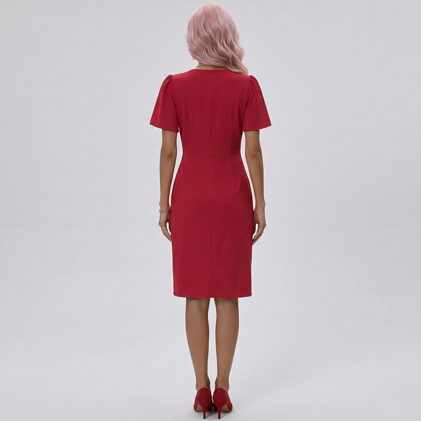 Women's midi dress with V-neck and wrap design