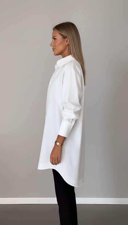 Damenbluse aus Baumwolle in Oversize mit klassischem Kragen