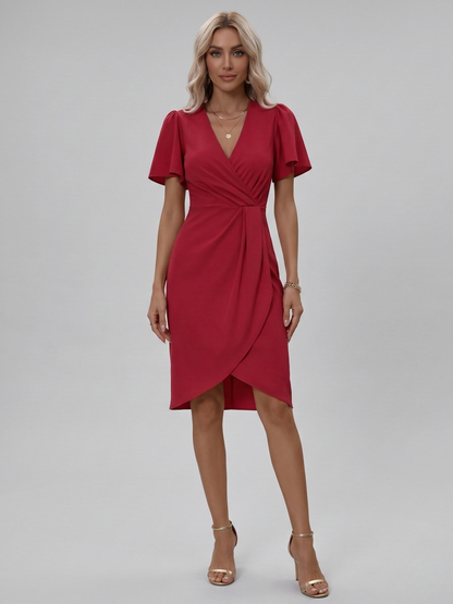 Women's midi dress with V-neck and wrap design