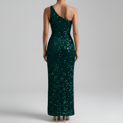 Damen-Maxikleid einseitig mit seitlichem Schlitz