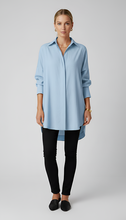 Damenbluse aus Baumwolle in Oversize mit klassischem Kragen