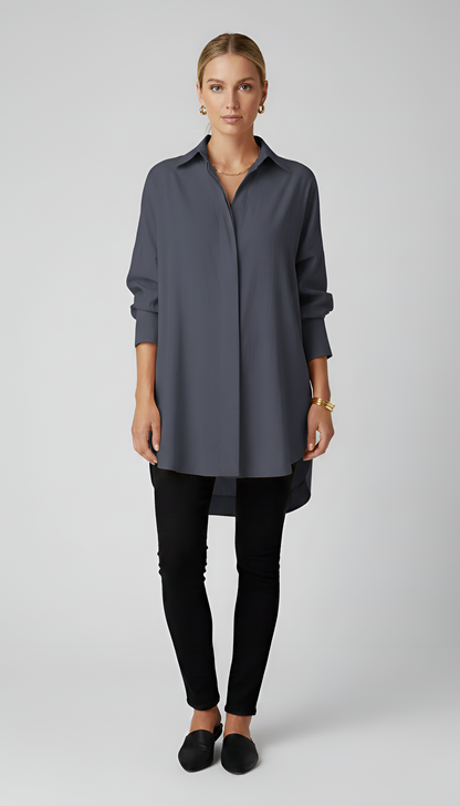 Damenbluse aus Baumwolle in Oversize mit klassischem Kragen