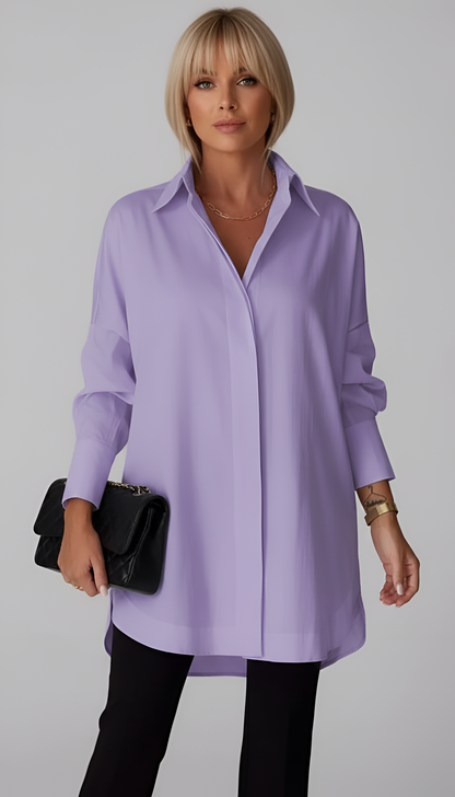 Damenbluse aus Baumwolle in Oversize mit klassischem Kragen