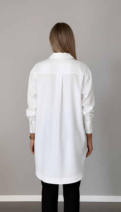 Damenbluse aus Baumwolle in Oversize mit klassischem Kragen