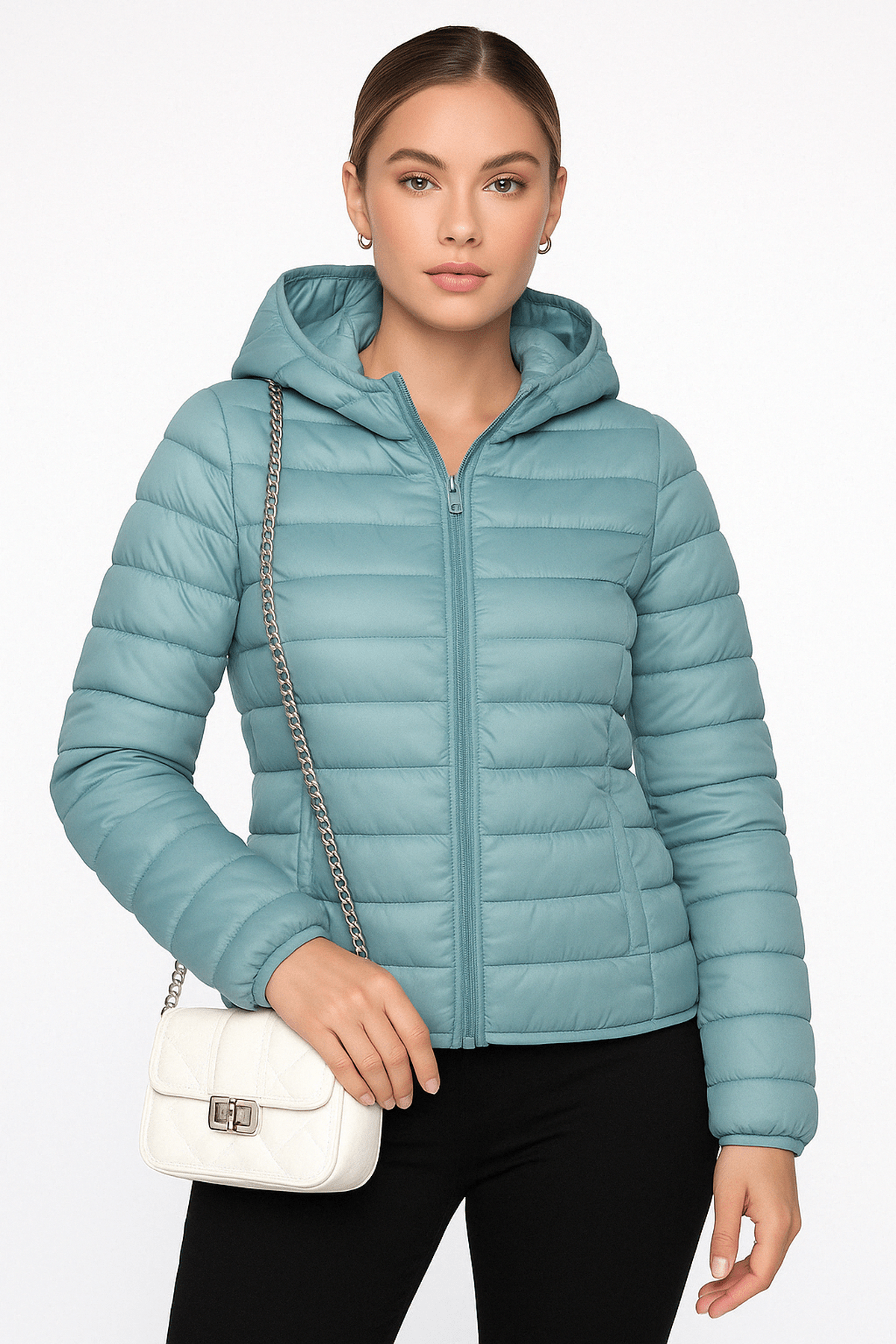 Damen Daunenjacke mit Kapuze und 80 % Entendaunenfüllung