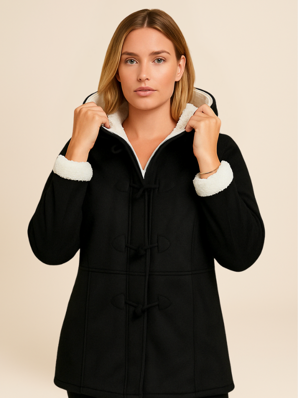 Damen Mantel mit Kapuze und Fleecefutter