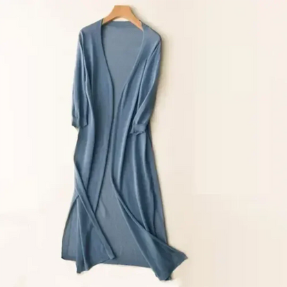 Damen Strickjacke lang mit leichtem Material und Langarm