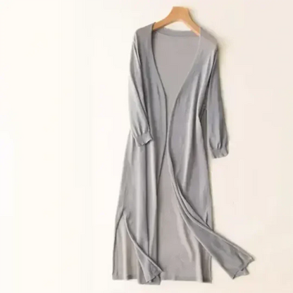 Damen Strickjacke lang mit leichtem Material und Langarm