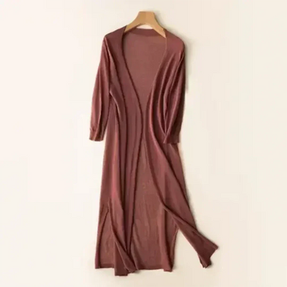 Damen Strickjacke lang mit leichtem Material und Langarm