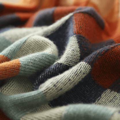 Damen Rollkragenpullover aus Kaschmir mit Patchwork-Strick