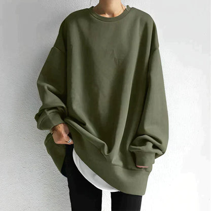 Damen-Sweatshirt mit Rundhalsausschnitt und langen Ärmeln in weiter Passform