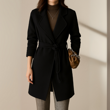Damen Trenchcoat aus Kunstwollmischung mit mittlerer Länge