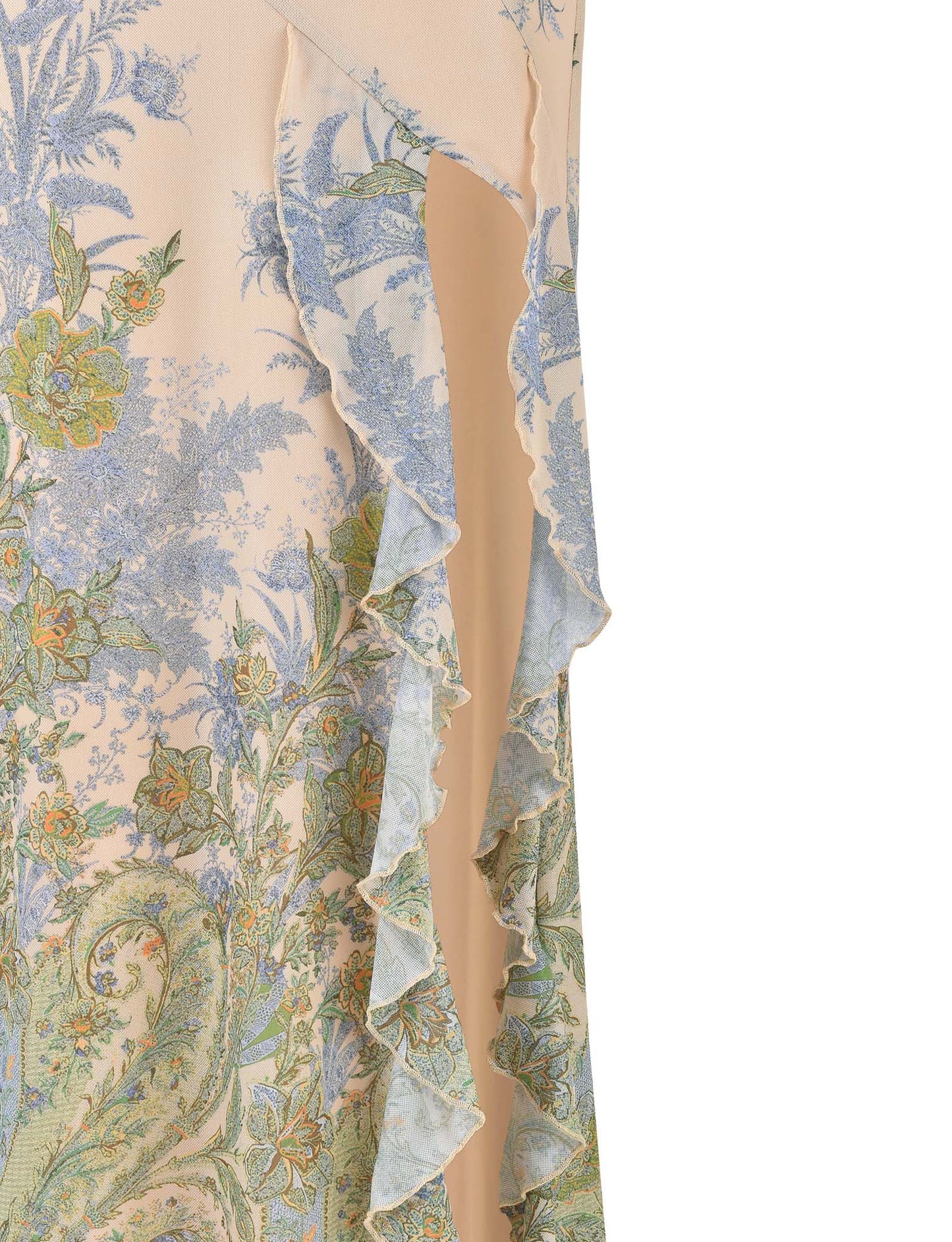 Damen-Maxikleid trägerlos mit Blumenmuster und seitlichem Schlitz