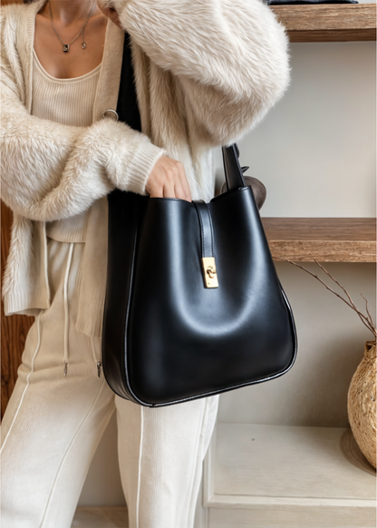Damen-Schultertasche aus Leder mit geräumigem Hauptfach