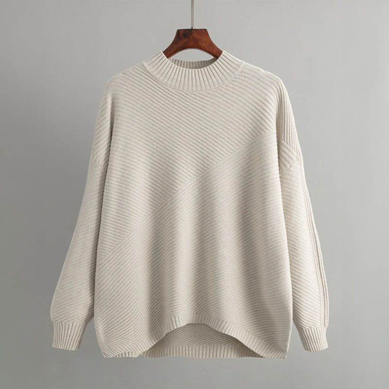 Damenpullover mit Halbrollkragen aus Polyester-Acryl-Mischung