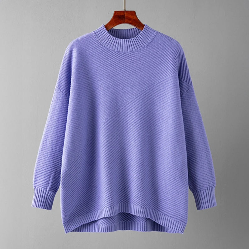 Damenpullover mit Halbrollkragen aus Polyester-Acryl-Mischung