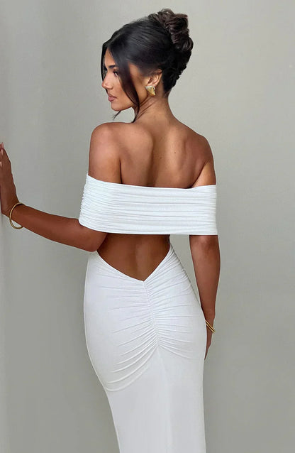 Damen-Maxikleid Serena mit offenem Rücken und fließender Silhouette