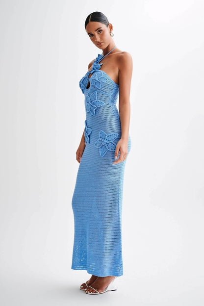 Damen-Maxikleid Madison mit Häkelspitze und floralen Applikationen