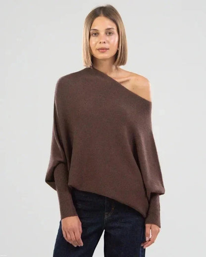 Damen-Pullover mit asymmetrischem Kragen und lockerem Schnitt